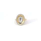 14k Two Tone .35ct G SI1 Round Diamond Oval Shape Fashion Ring